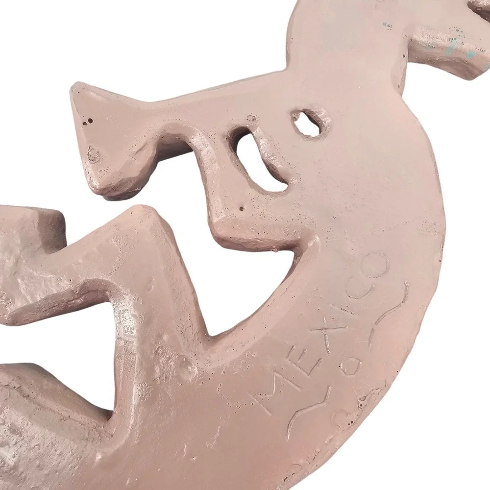 Vintage Kokopelli Wall Art Set 2 Mauve Pink Clay Flute Player Mexico Decor 12